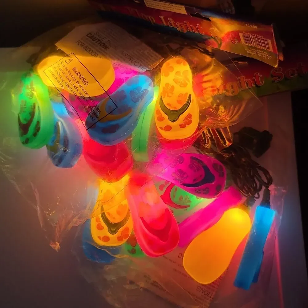 2 Flip Flop String Light Sets TIKI Lights TESTED 10 Lights Ea. Plug In CAMPER RV